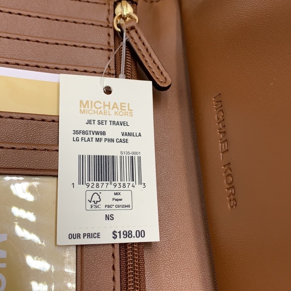 MICHAEL KORS LARGE X CHAIN SHOULDER TOTE & LG FLAT MULTIFUNCTIONAL PHONE CASE - Picture 8 of 16